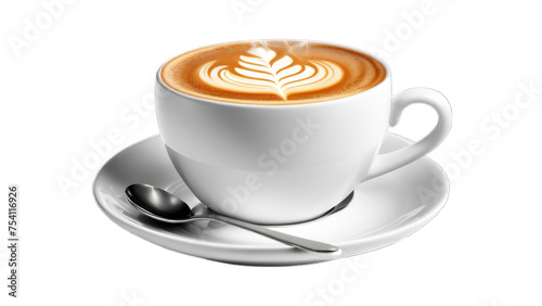 hot cappuccino on isolated on transparent png background. Generative ai