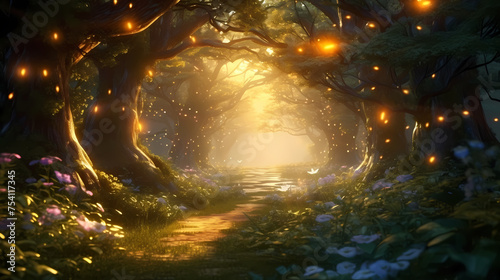 Starlight Wonderland, trees decorated with warm lights