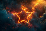 a star, in the style of neon, after effects, dark space, glow effect, spacecore, orange, tiktok