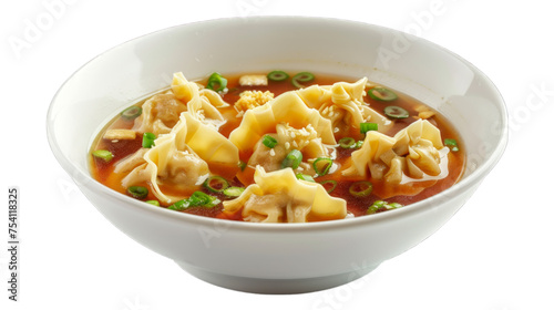 Wonton Soup on isolated on transparent png background. Generative ai