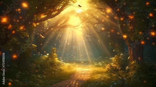Starlight Wonderland, trees decorated with warm lights © ma