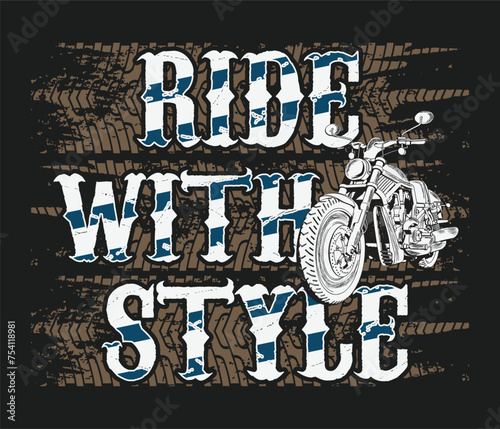 Ride with Style motorcycle t-shirt design template