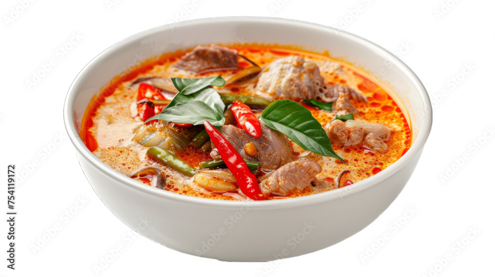 Gaeng Daeng (Red Curry) on isolated on transparent png background. Generative ai