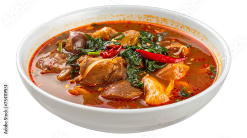 Spicy Red Duck Curry on isolated on transparent png background. Generative ai