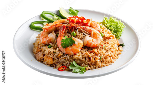 Shrimp Paste Fried Rice on isolated on transparent png background. Generative ai