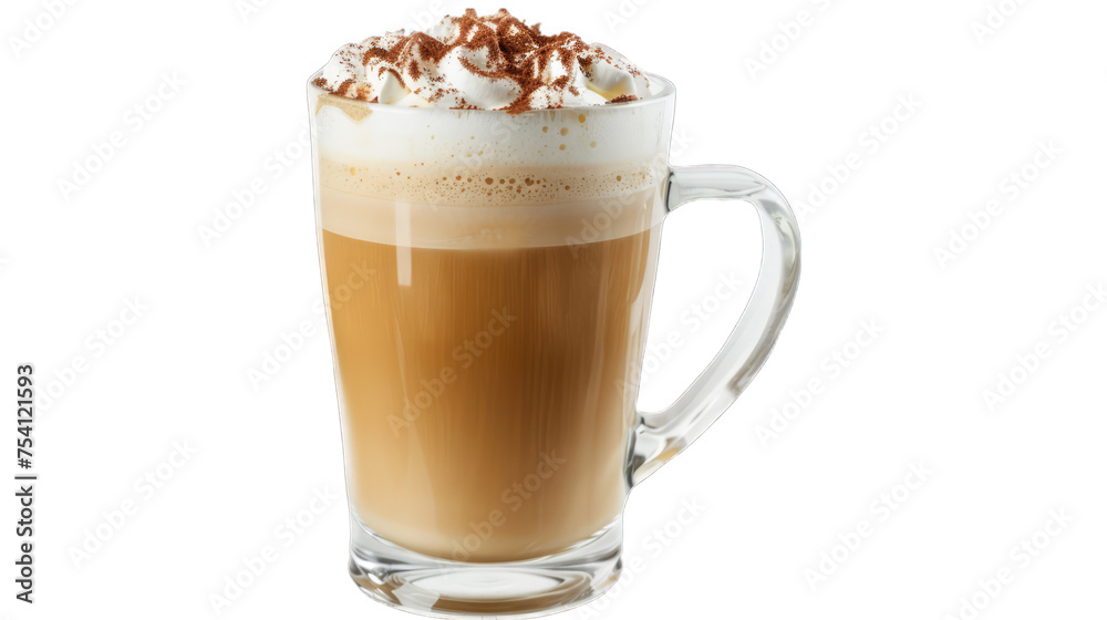 Latte on isolated on transparent png background. Generative ai Latte on isolated on transparent png background. Generative ai