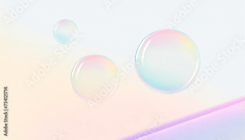 Flying soap bubbles on a pastel background  3D art  colorful  concept art  warm colors