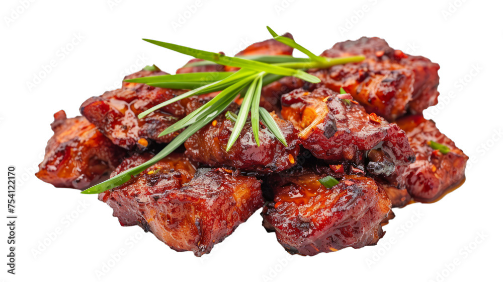 Stir-Fried Crispy Pork Belly with Chili Paste on isolated on transparent png background. Generative ai