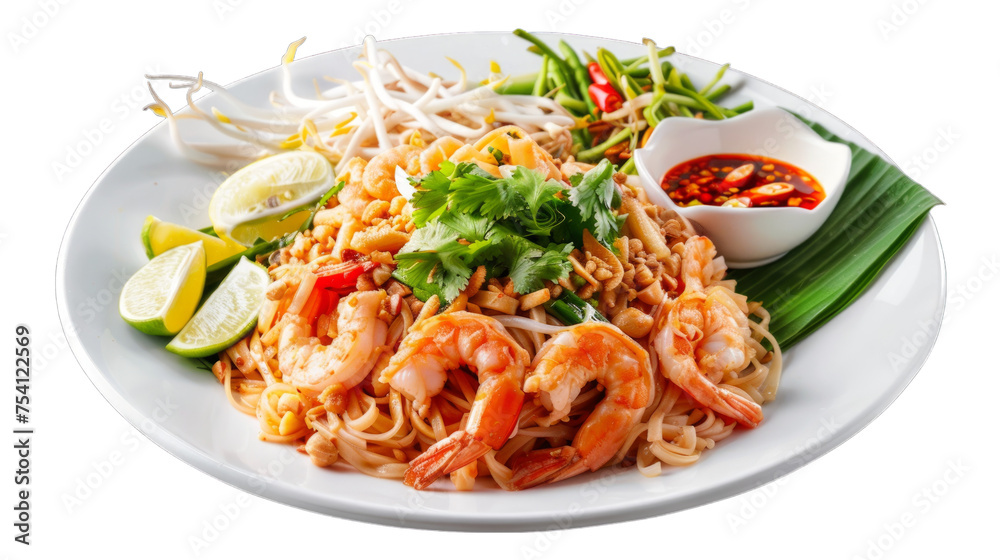 Pad Thai on isolated on transparent png background. Generative ai Pad Thai on isolated on transparent png background. Generative ai