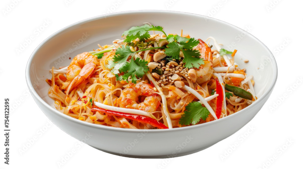 Pad Thai on isolated on transparent png background. Generative ai Pad Thai on isolated on transparent png background. Generative ai