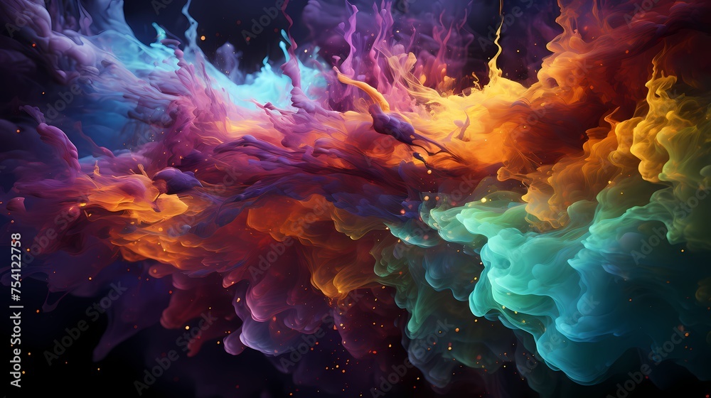 Vibrant green and cosmic purple liquids colliding with explosive force, forming a visually intense and abstract composition Vibrant green and cosmic purple liquids colliding with explosive force, forming a visually intense and abstract composition