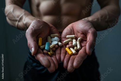 Tablets in the hand of an athlete