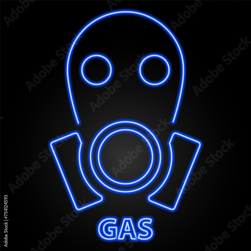 Gas Mask neon sign, modern glowing banner design, colorful modern design trend on black background. Vector illustration.