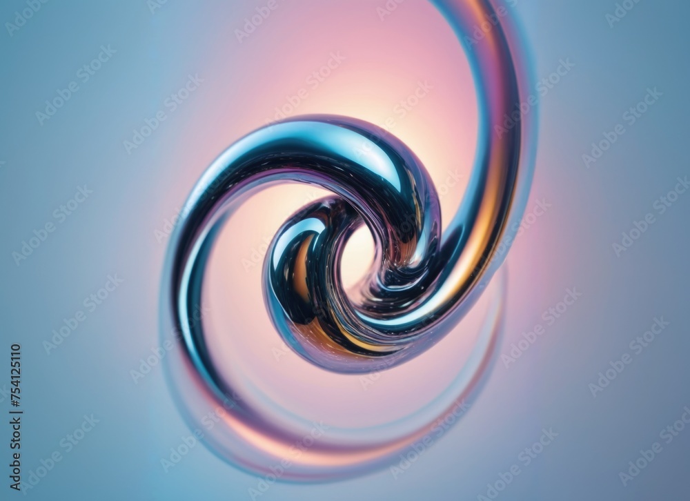 Abstract shape of frozen metal drop with holo colors