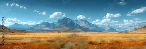 Digital Landscape, Landscape with meadow and mountains in the background