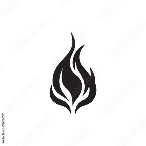 Fire icon black and red vector design symbol of power and energy. Flat style.