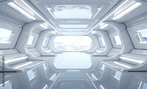 Fototapeta Naklejka Na Ścianę i Meble -  Futuristic Sci-fi Space Station Corridor Design