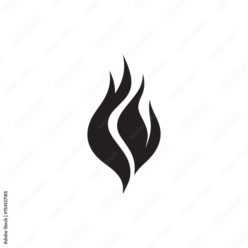 Fire icon black and red vector design symbol of power and energy. Flat style.