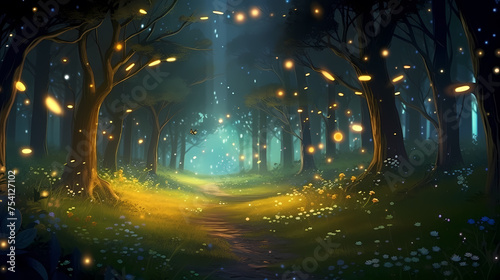 A magical and mysterious atmosphere like a fairy tale  the leaves are bathed in a dreamy light