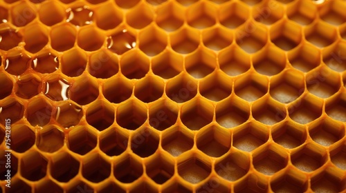 Close-Up View of Golden Honeycomb Texture