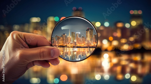 Wallpaper Mural Businessman Realtor Inspects City With Magnifying Glass Torontodigital.ca
