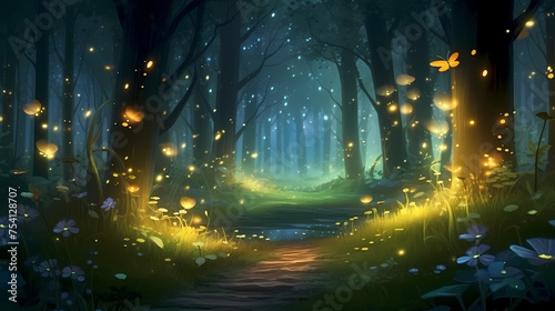 A magical and mysterious atmosphere like a fairy tale, the leaves are bathed in a dreamy light © ma