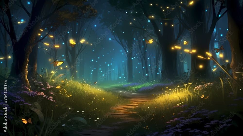 Fototapeta premium A magical and mysterious atmosphere like a fairy tale, the leaves are bathed in a dreamy light
