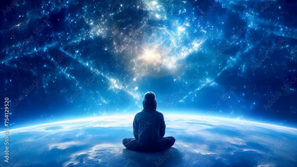Deep meditation, transcendent, spiritual, yoga concept animation