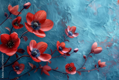 Floral Elegance Blue Background © Custom Media