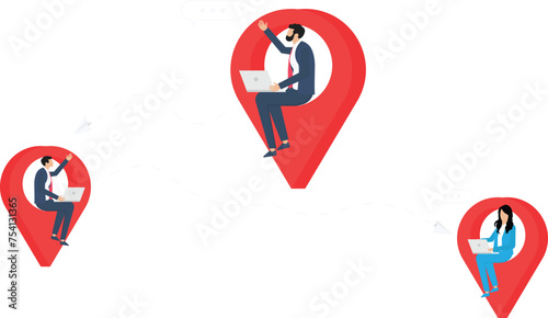 businessman working remotely or distance work concept,

