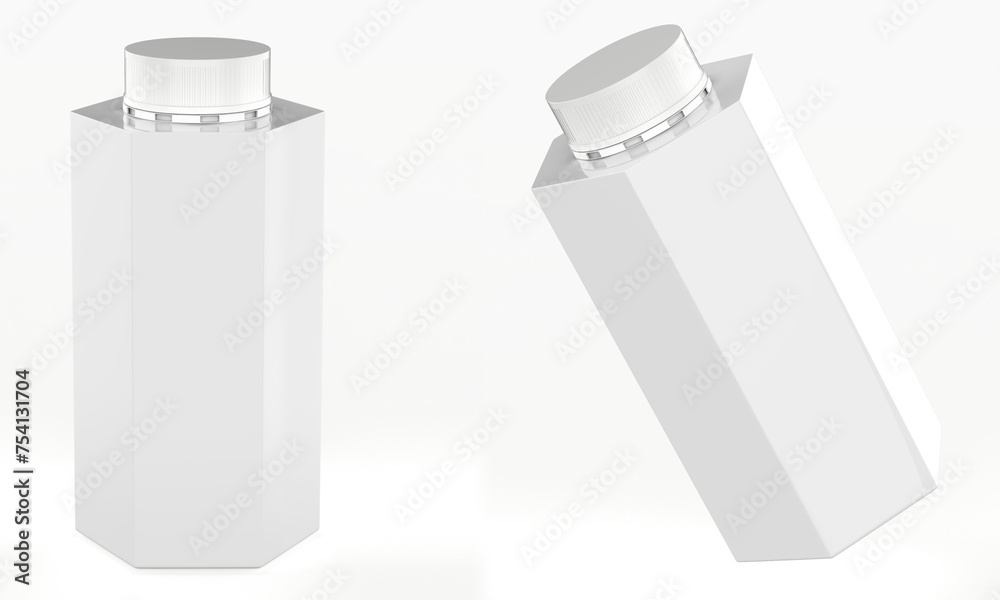 empty hexagonal plastic bottle isolated on a white backgrounds. 3d illustration. empty hexagonal plastic bottle isolated on a white backgrounds. 3d illustration.