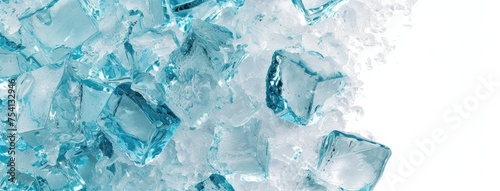 Chilled Blue Ice Cubes on White Background