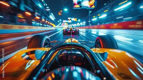 Cockpit view from inside a racing car during an intense lap © Anuwat