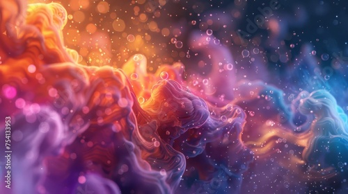 Ethereal depiction of chemical reactions in vivid colors