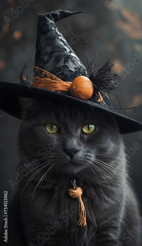 Beautiful Cat with Orange Hat photo