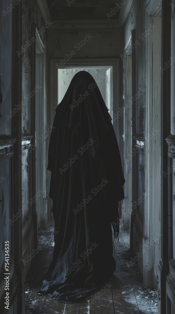Creepy phantom lurking in eerie haunted house Creepy phantom lurking in eerie haunted house
