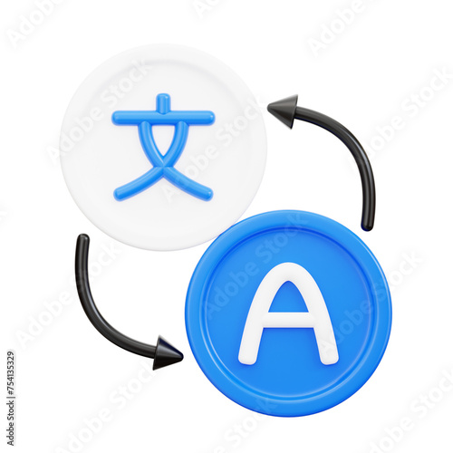 3D Language Clubs Logo Multilingual Unity. 3d illustration, 3d element, 3d rendering. 3d visualization isolated on a transparent background