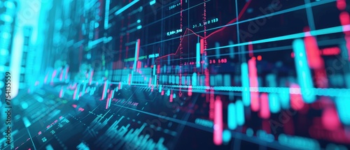Vibrant Stock Market Data Display with Graphs