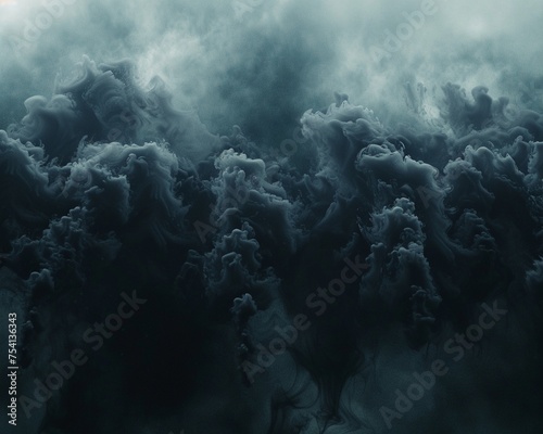 3D rendering of black smoke and steam rising creating a ghostly effect on a mysterious magical background © BritCats Studio