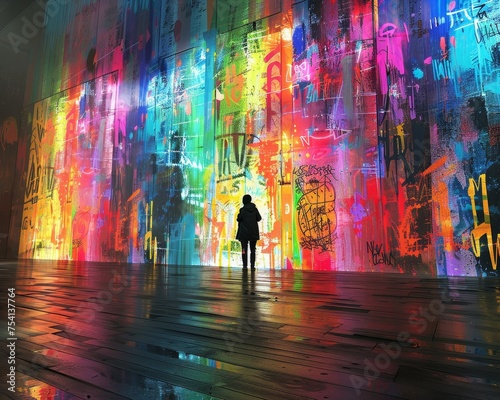 Virtual Graffiti Vandal painting the digital walls with vibrant