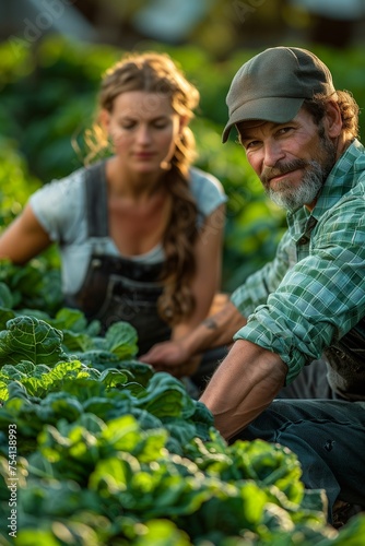 Wallpaper Mural Farmer Harvesting Fresh Vegetables with Care and Dedication Torontodigital.ca