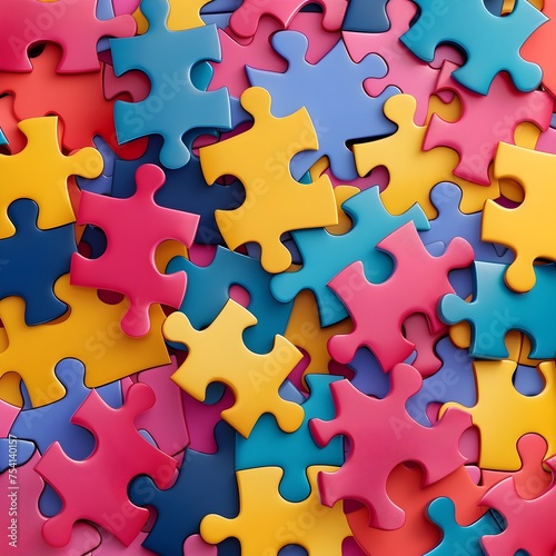 Interlocking Puzzle Pieces - 3D Render, To convey the idea of connection, creativity, and problem-solving through a visually appealing and playful