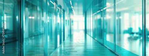 Modern Corporate Office Hallway with Blurred Background