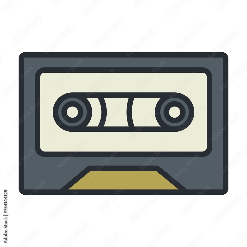 Retro audio music cassette tape vector Illustration on a white background.cassette tape retro music color icon vector. Cassette tape retro music sign. isolated symbol illustration Retro audio music cassette tape vector Illustration on a white background.cassette tape retro music color icon vector. Cassette tape retro music sign. isolated symbol illustration