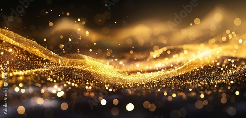 Golden Glitter Waves on a Festive Background © evening_tao