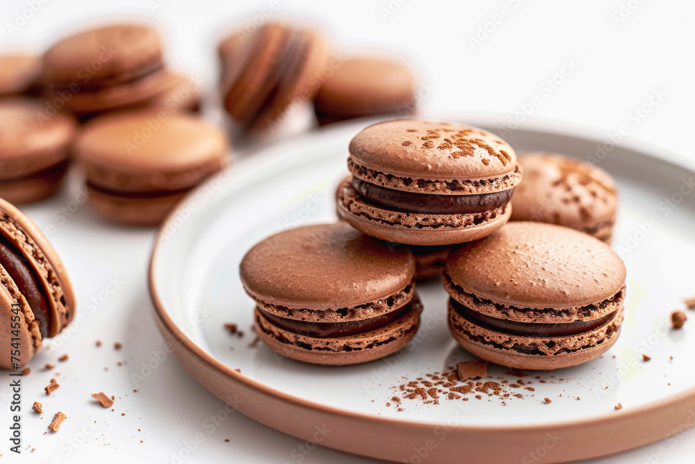 delicious Chocolate Macarons a plate of delicate chocolate macarons delicious Chocolate Macarons a plate of delicate chocolate macarons