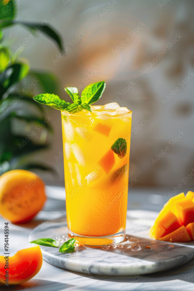 Fototapeta premium delicious Dragon Drink - A tropical-inspired blend of sweet mango and dragonfruit flavors for a styled food photography shoot
