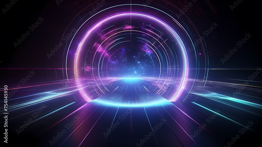 Obraz premium Digital technology and science background, blue technology infographic