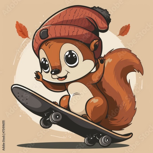 squirrel playing skateboard