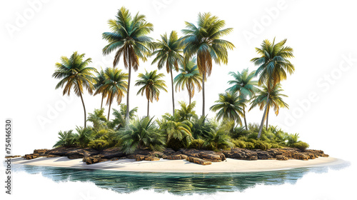 Picturesque palm island on white background. generative ai